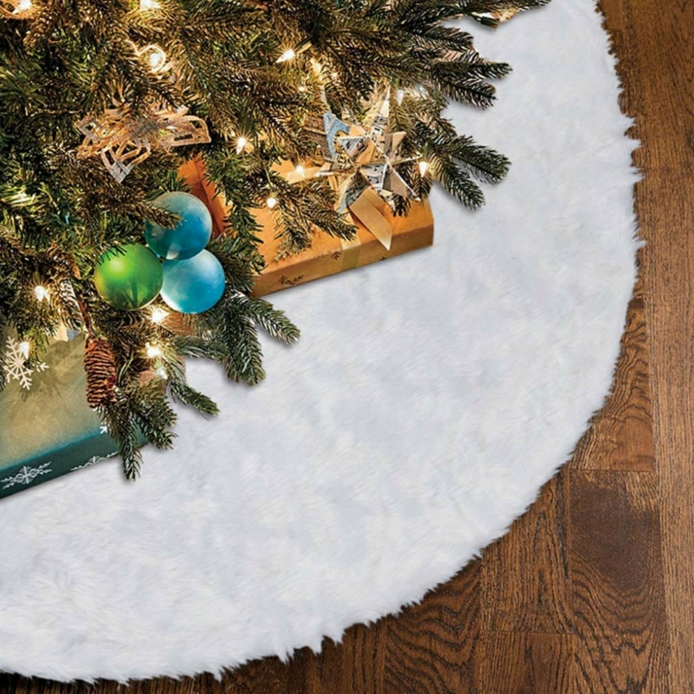 Snow White Faux Fur Christmas Tree Skirt 4ft Round